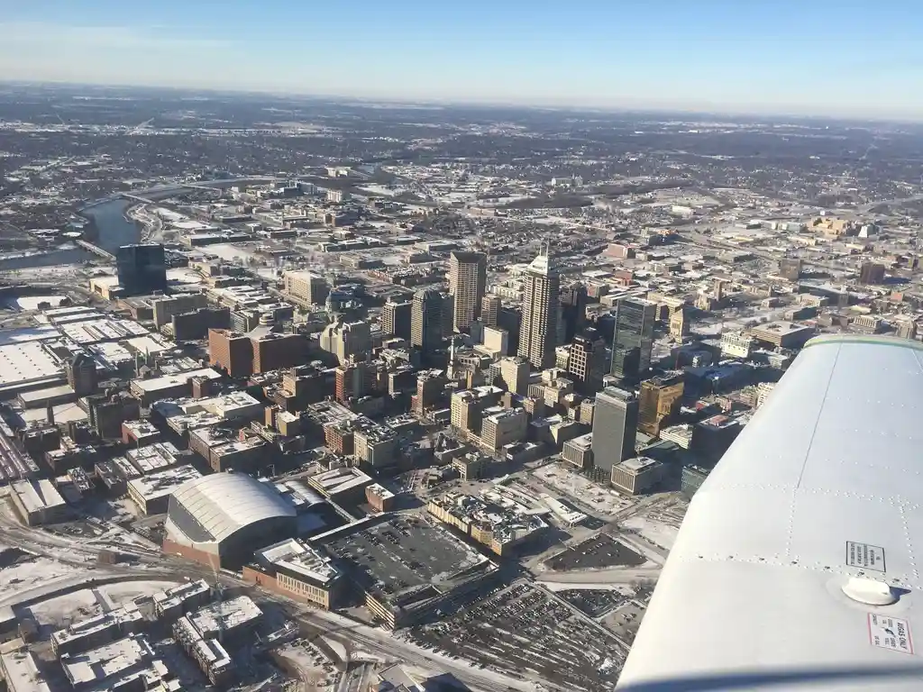Indianapolis, IN, taken on a plane operated by my friend, Cpt. Tang